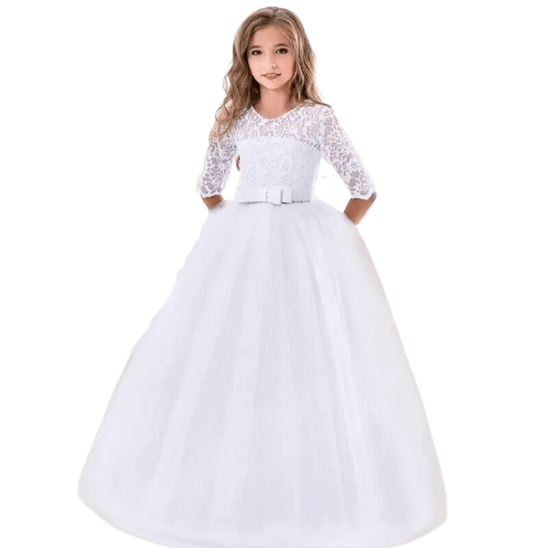 Vestido Infantil Festas Longo Delta Branco - Sejakids